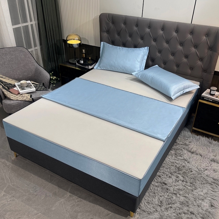 91家纺网 家纺一手货源 找家纺 （总）纤雅 2024新款千鸟格冰丝提花凉席全包床笠