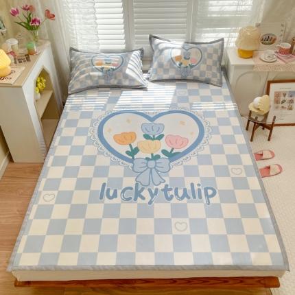 91家纺网 家纺一手货源 找家纺 柒月家居2022大版碳光冰丝凉席 郁金香