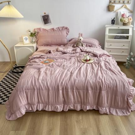 91家纺网 家纺一手货源 找家纺 （总）仟网汇 2022新款雪纺边泡泡纱夏被四件套