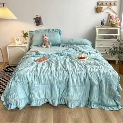 91家纺网 家纺一手货源 找家纺 （总）仟网汇 2022新款雪纺边泡泡纱夏被四件套