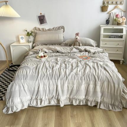 91家纺网 家纺一手货源 找家纺 （总）仟网汇 2022新款雪纺边泡泡纱夏被四件套