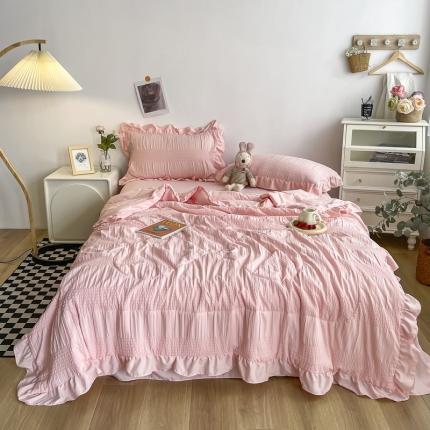 91家纺网 家纺一手货源 找家纺 （总）仟网汇 2022新款雪纺边泡泡纱夏被四件套