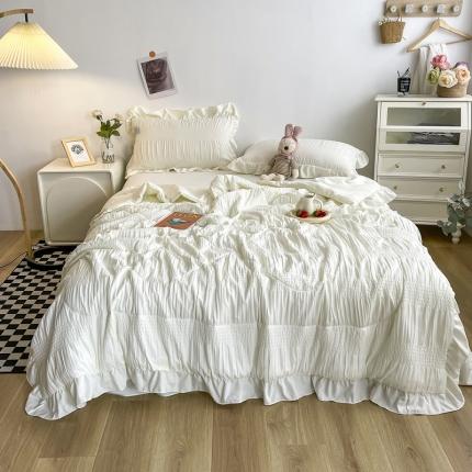 91家纺网 家纺一手货源 找家纺 （总）仟网汇 2022新款雪纺边泡泡纱夏被四件套