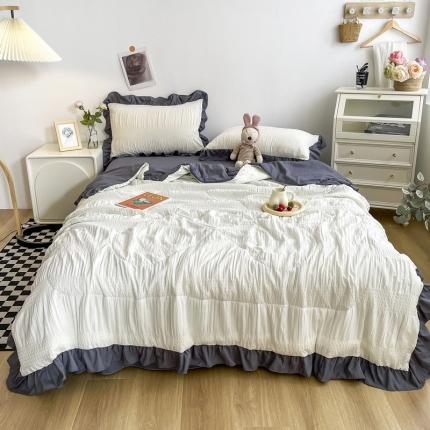 91家纺网 家纺一手货源 找家纺 （总）仟网汇 2022新款雪纺边泡泡纱夏被四件套