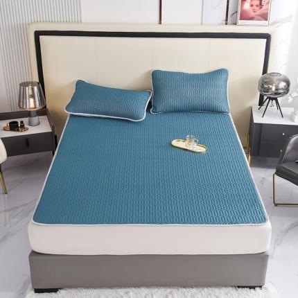 91家纺网 家纺一手货源 找家纺 寐居 2022新款纯色凉感丝乳胶凉席三件套 宝石蓝