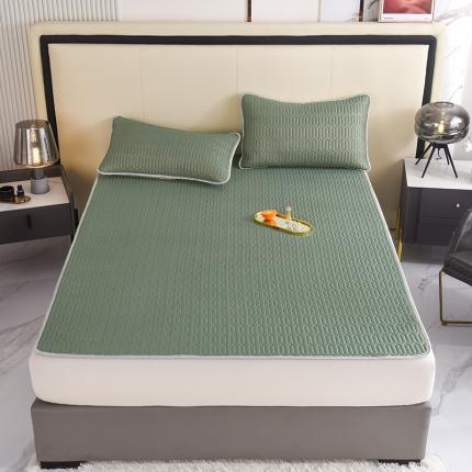 91家纺网 家纺一手货源 找家纺 寐居 2022新款纯色凉感丝乳胶凉席三件套 工装绿