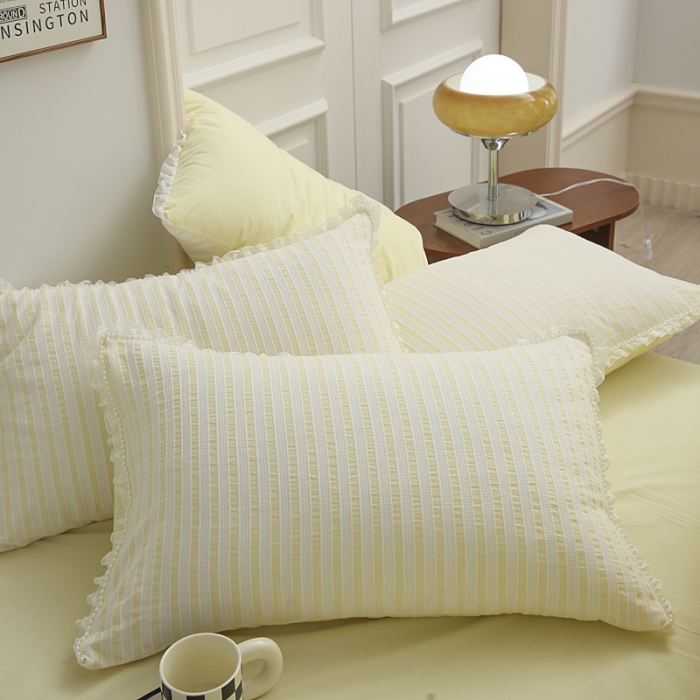 91家纺网 家纺一手货源 找家纺 玛奇朵2022新款全棉立体提花泡泡纱四件套-艾丽系列艾丽-黄