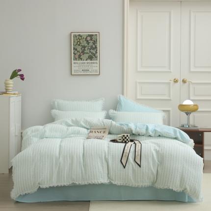 玛奇朵2022新款全棉立体提花泡泡纱四件套-艾丽系列艾丽-蓝