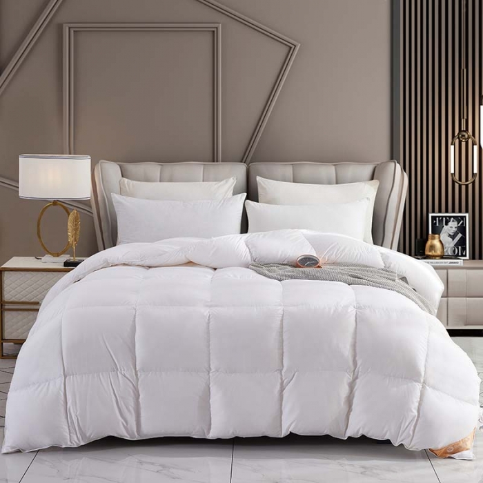 91家纺网 家纺一手货源 找家纺 羽仙子 2023爆款80s柔赛丝90白鹅绒被羽绒被春秋被冬被 白色