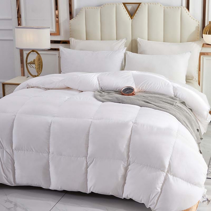 91家纺网 家纺一手货源 找家纺 羽仙子 2023爆款80s柔赛丝90白鹅绒被羽绒被春秋被冬被 白色