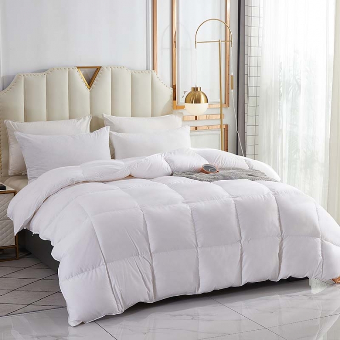 91家纺网 家纺一手货源 找家纺 羽仙子 2023爆款80s柔赛丝90白鹅绒被羽绒被春秋被冬被 白色