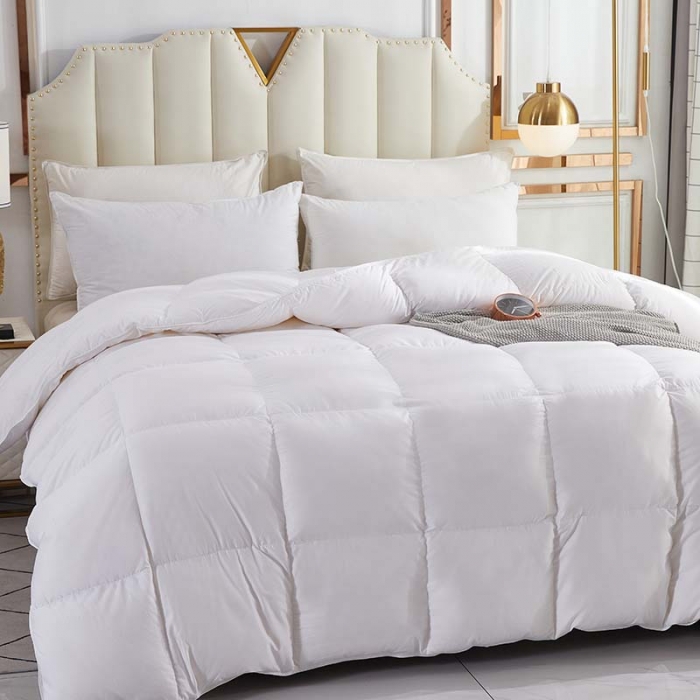 91家纺网 家纺一手货源 找家纺 羽仙子 2023爆款80s柔赛丝90白鹅绒被羽绒被春秋被冬被 白色