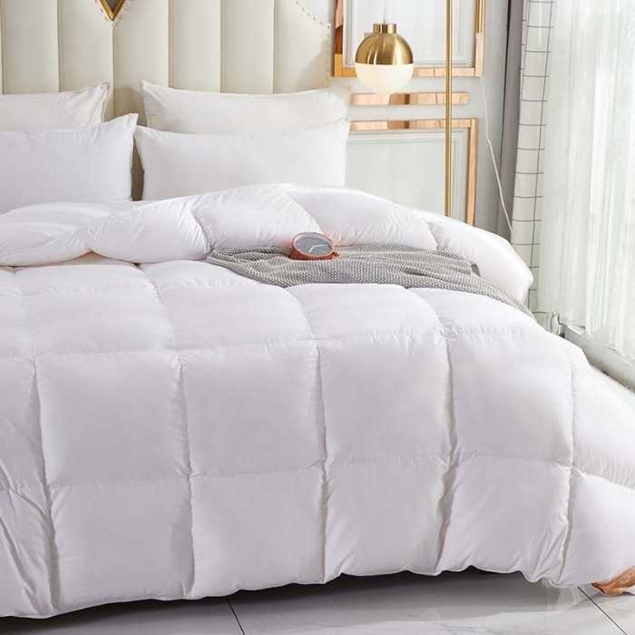 91家纺网 家纺一手货源 找家纺 羽仙子 2023爆款80s柔赛丝90白鹅绒被羽绒被春秋被冬被 白色