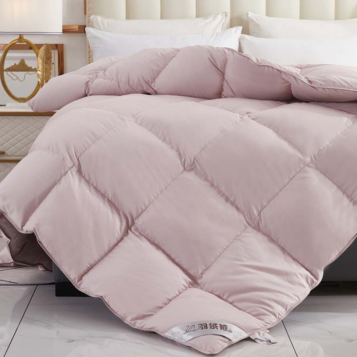 91家纺网 家纺一手货源 找家纺 羽仙子 2023爆款80s柔赛丝90白鹅绒被羽绒被春秋被冬被 豆沙色