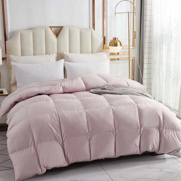 91家纺网 家纺一手货源 找家纺 羽仙子 2023爆款80s柔赛丝90白鹅绒被羽绒被春秋被冬被 豆沙色