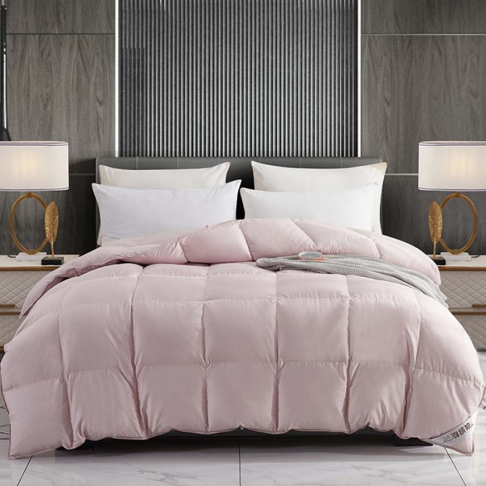 91家纺网 家纺一手货源 找家纺 羽仙子 2023爆款80s柔赛丝90白鹅绒被羽绒被春秋被冬被 豆沙色