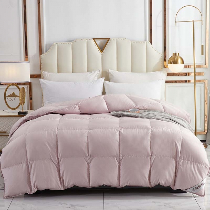 91家纺网 家纺一手货源 找家纺 羽仙子 2023爆款80s柔赛丝90白鹅绒被羽绒被春秋被冬被 豆沙色