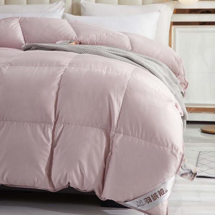 91家纺网 家纺一手货源 找家纺 羽仙子 2023爆款80s柔赛丝90白鹅绒被羽绒被春秋被冬被 豆沙色