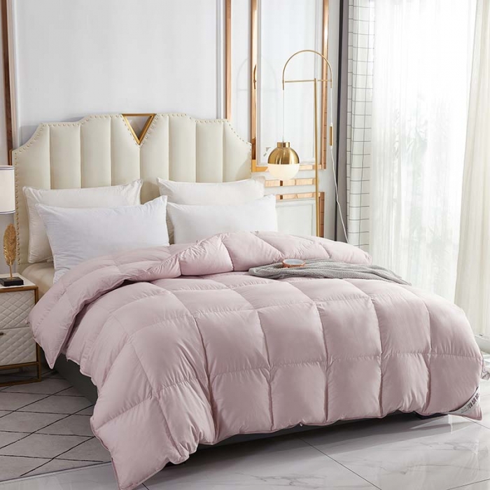 91家纺网 家纺一手货源 找家纺 羽仙子 2023爆款80s柔赛丝90白鹅绒被羽绒被春秋被冬被 豆沙色