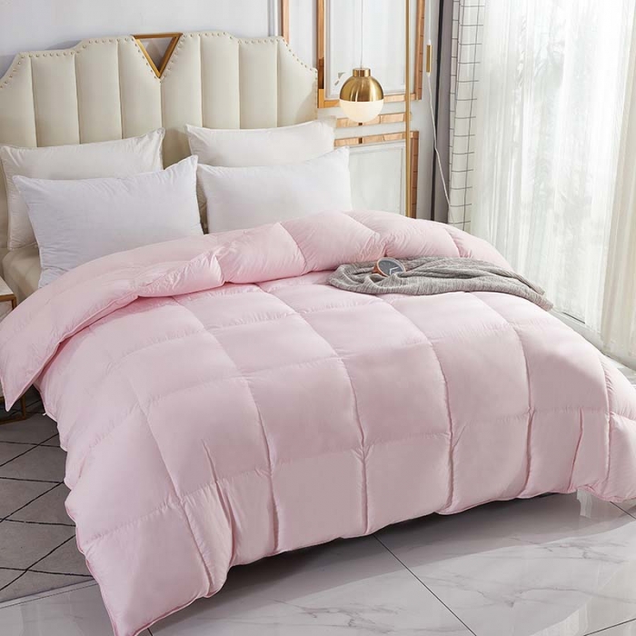 91家纺网 家纺一手货源 找家纺 羽仙子 2023爆款80s柔赛丝90白鹅绒被羽绒被春秋被冬被 粉红