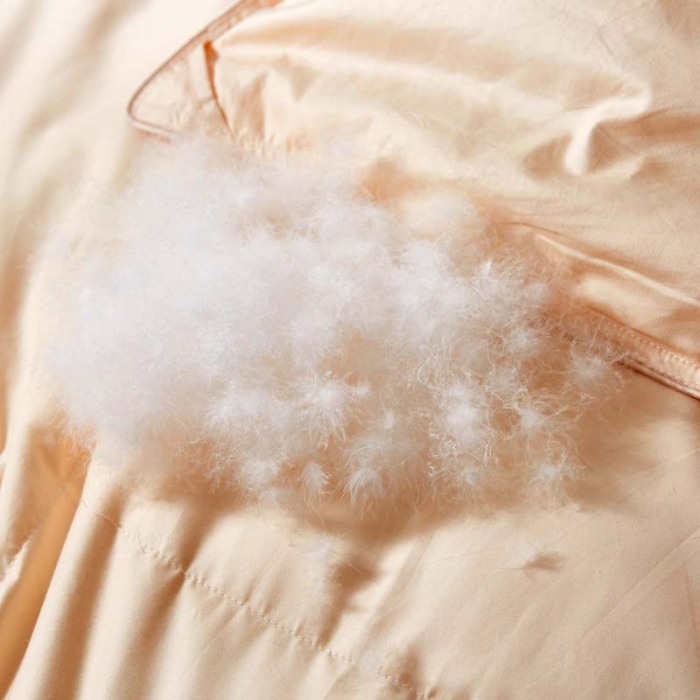 91家纺网 家纺一手货源 找家纺 羽仙子 2023爆款80s柔赛丝90白鹅绒被羽绒被春秋被冬被 土豪金