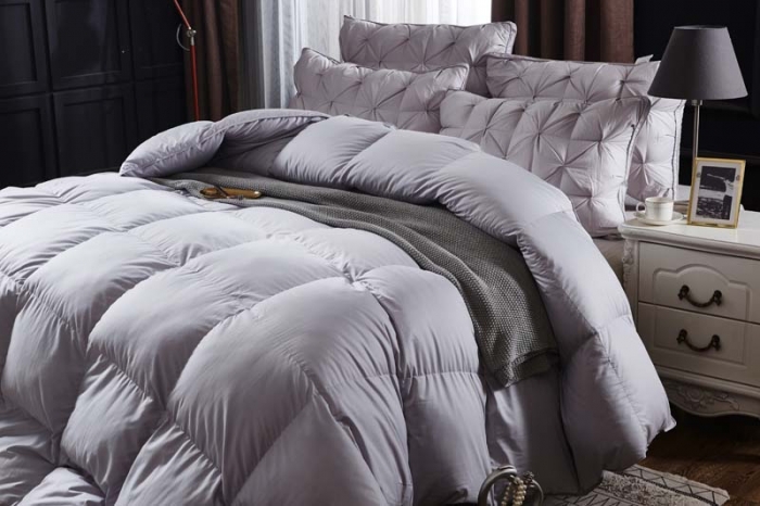 91家纺网 家纺一手货源 找家纺 羽仙子 2023爆款80s柔赛丝90白鹅绒被羽绒被春秋被冬被 银灰