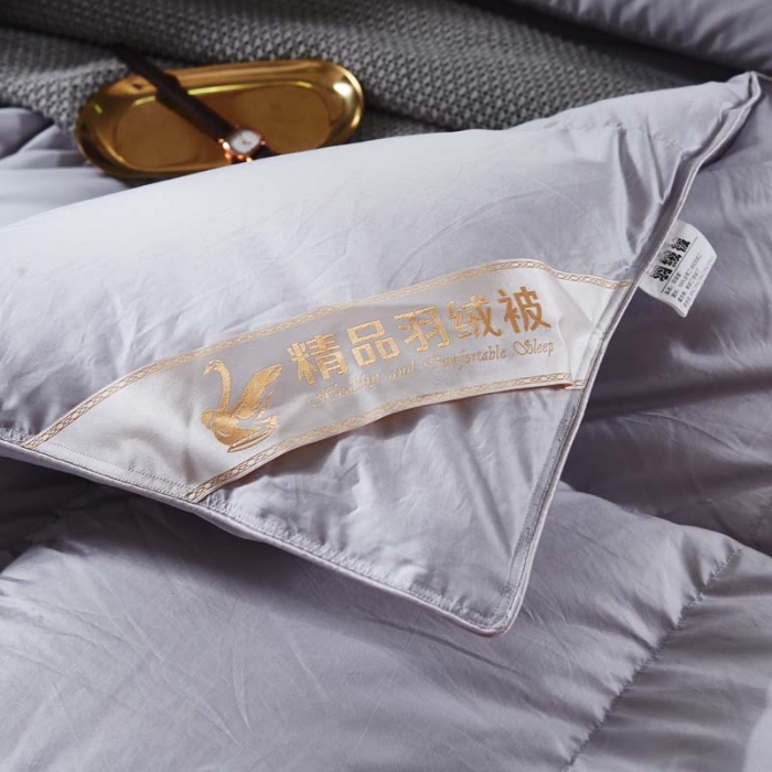 91家纺网 家纺一手货源 找家纺 羽仙子 2023爆款80s柔赛丝90白鹅绒被羽绒被春秋被冬被 银灰