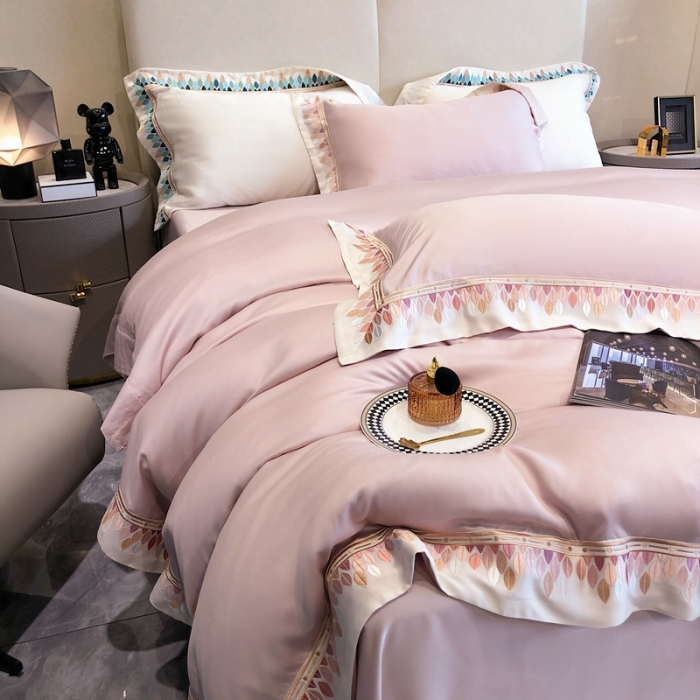 91家纺网 家纺一手货源 找家纺 馨蕊 2022新款80S兰精天丝-罗地亚 初夏粉