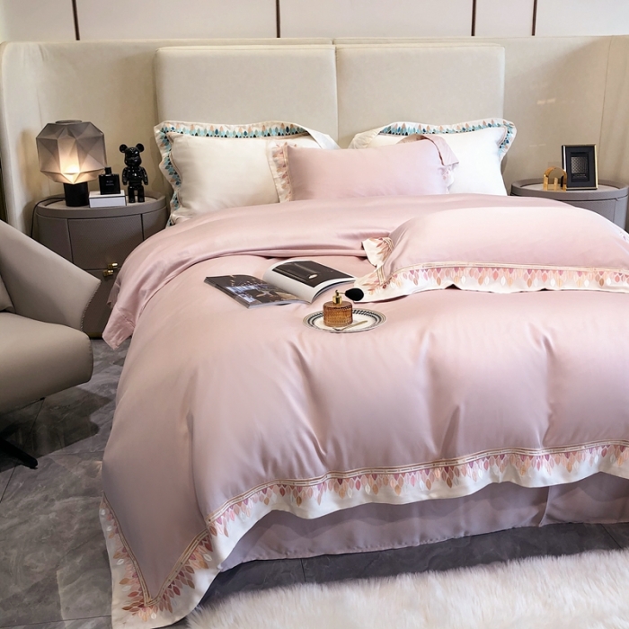 91家纺网 家纺一手货源 找家纺 馨蕊 2022新款80S兰精天丝-罗地亚 初夏粉