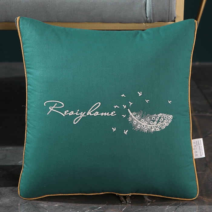 91家纺网 家纺一手货源 找家纺 照世家纺2022新款全棉羽毛款多功能抱枕被 湖蓝