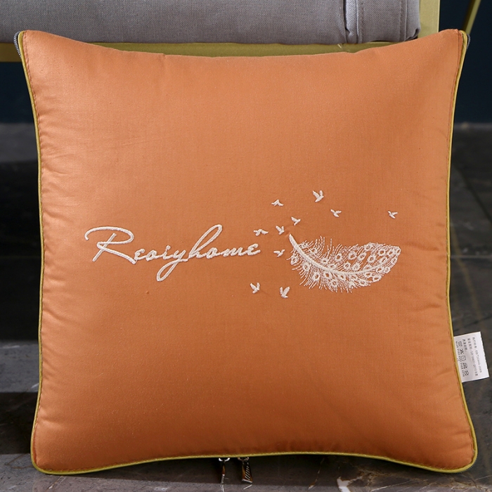 91家纺网 家纺一手货源 找家纺 照世家纺2022新款全棉羽毛款多功能抱枕被 桔黄色