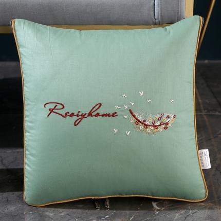 照世家纺2022新款全棉羽毛款多功能抱枕被 绿色