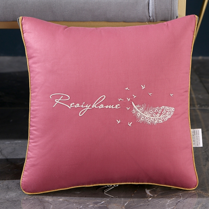 91家纺网 家纺一手货源 找家纺 照世家纺2022新款全棉羽毛款多功能抱枕被 玫瑰粉