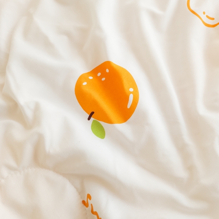 91家纺网 家纺一手货源 找家纺 慕尚 2025新款实拍水洗小花边夏被 爆爆橙