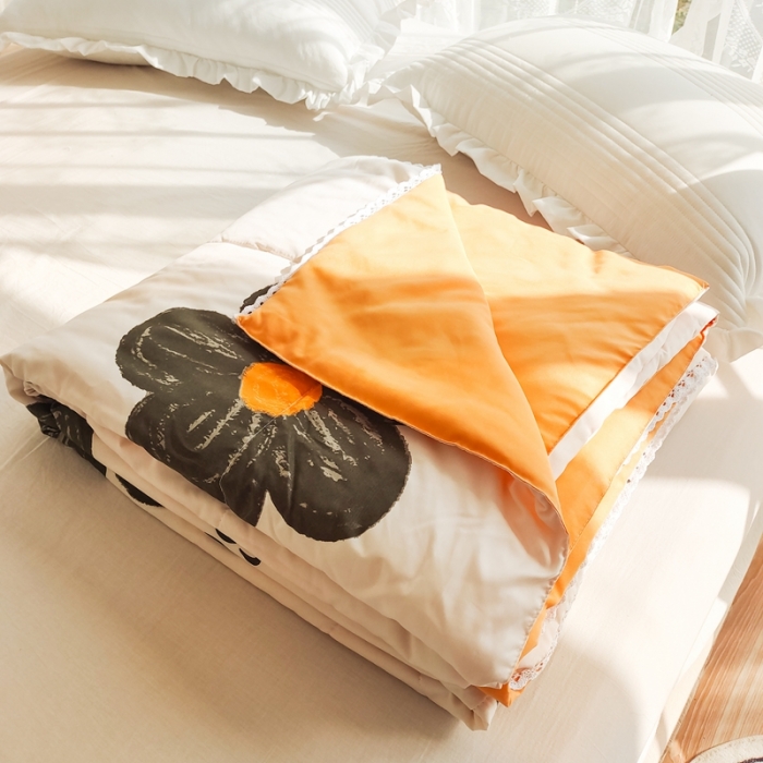 91家纺网 家纺一手货源 找家纺 慕尚 2025新款实拍水洗小花边夏被 太阳花