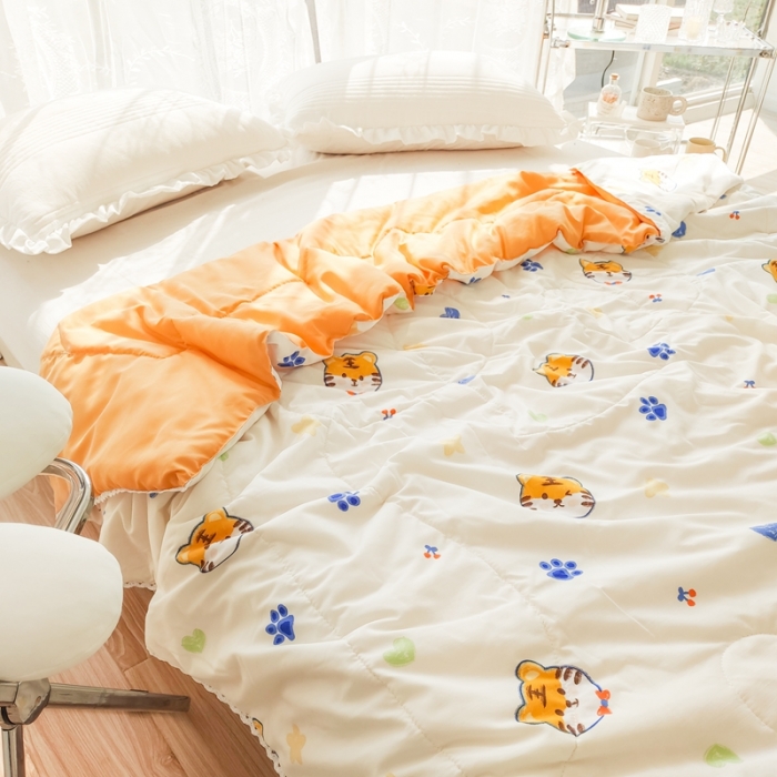 91家纺网 家纺一手货源 找家纺 慕尚 2025新款实拍水洗小花边夏被 小老虎