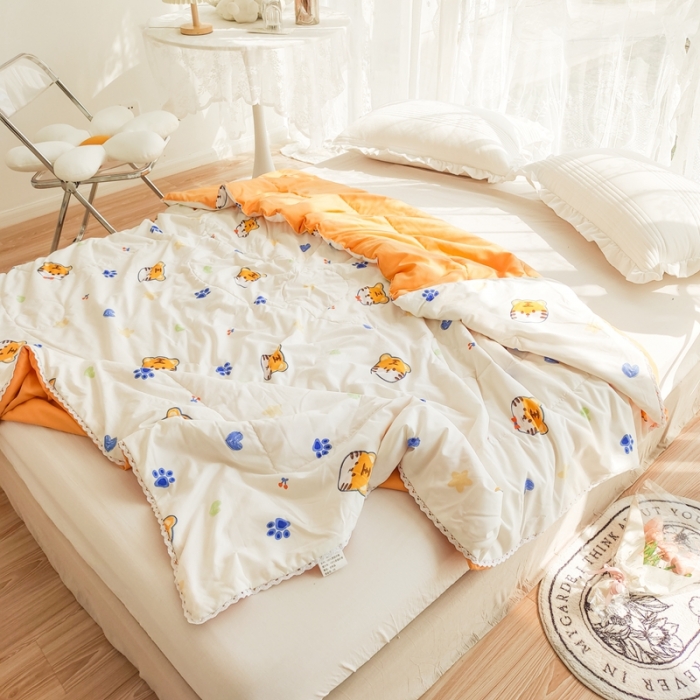 91家纺网 家纺一手货源 找家纺 慕尚 2025新款实拍水洗小花边夏被 小老虎