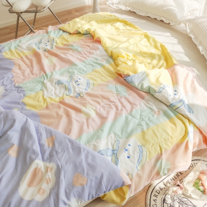 91家纺网 家纺一手货源 找家纺 慕尚 2025新款实拍水洗小花边夏被 小熊宝