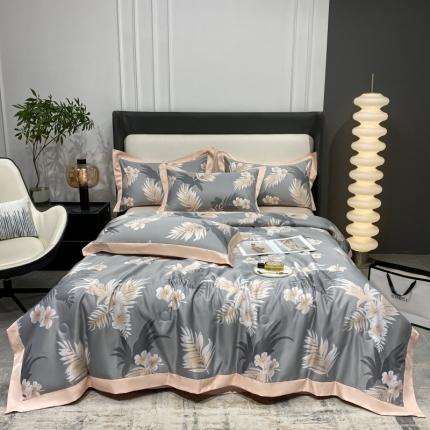 91家纺网 家纺一手货源 找家纺 （总）博纳 2022新款水洗真丝印花夏被四件套