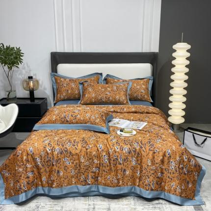 91家纺网 家纺一手货源 找家纺 （总）博纳 2022新款水洗真丝印花夏被四件套