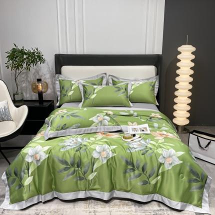 91家纺网 家纺一手货源 找家纺 （总）博纳 2022新款水洗真丝印花夏被四件套