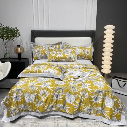 91家纺网 家纺一手货源 找家纺 （总）博纳 2022新款水洗真丝印花夏被四件套