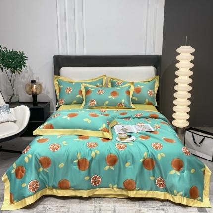 91家纺网 家纺一手货源 找家纺 （总）博纳 2022新款水洗真丝印花夏被四件套