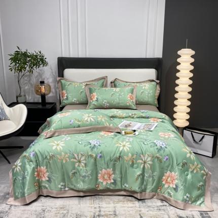 91家纺网 家纺一手货源 找家纺 （总）博纳 2022新款水洗真丝印花夏被四件套