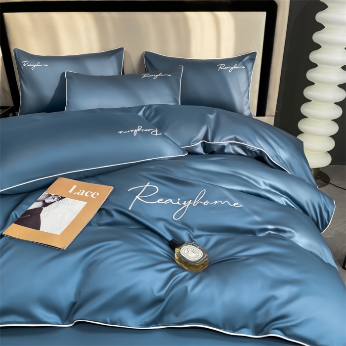 91家纺网 家纺一手货源 找家纺 暮色 2022新款60s刺绣全棉单被套 轻奢-宾利蓝