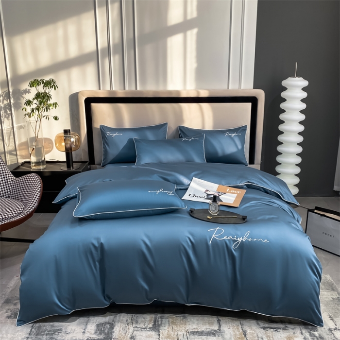 91家纺网 家纺一手货源 找家纺 暮色 2022新款60s刺绣全棉单被套 轻奢-宾利蓝