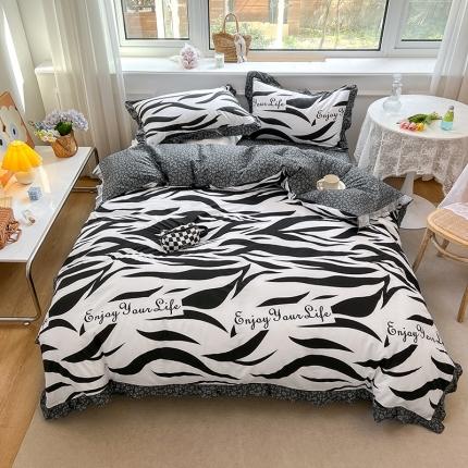 91家纺网 家纺一手货源 找家纺 花漾2023爆款网红韩版花边13372全棉四件套 波点