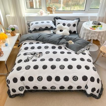 91家纺网 家纺一手货源 找家纺 花漾2023爆款网红韩版花边13372全棉四件套 小浪花