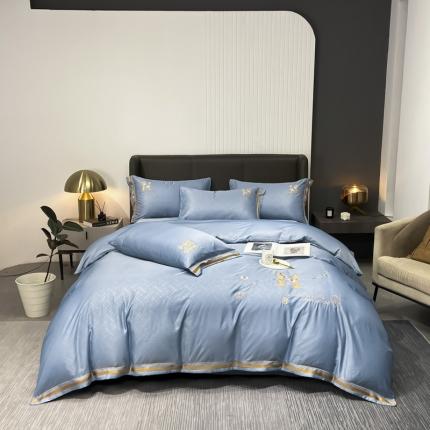 91家纺网 家纺一手货源 找家纺 （总）嗯呢家纺 2023新款刺绣H款轻奢提花水洗真丝四件套