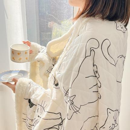 2022新款四季毯 小白猫